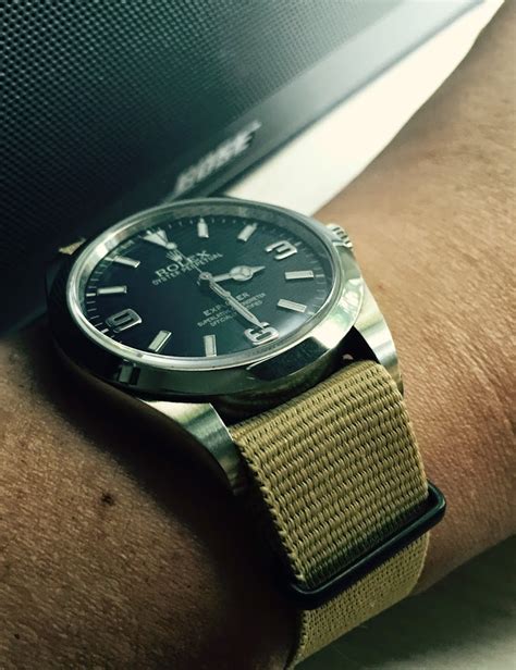 leather strap for rolex explorer 39mm|rolex explorer on nato strap.